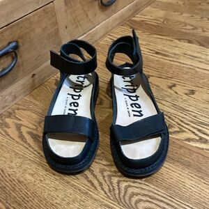 Trippen leather ankle wrap sandals